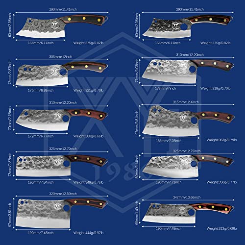 Xyj Authentic Since 1986, 10 Pieces Kitchen Knife Set, Forged Serbian Chef Knife With Carrying Bag, Scissors,Heavy Duty Large Butcher Cleaver, Chopping Knife, Nakiri, Full Tang,High Carbon Steel #TOP1