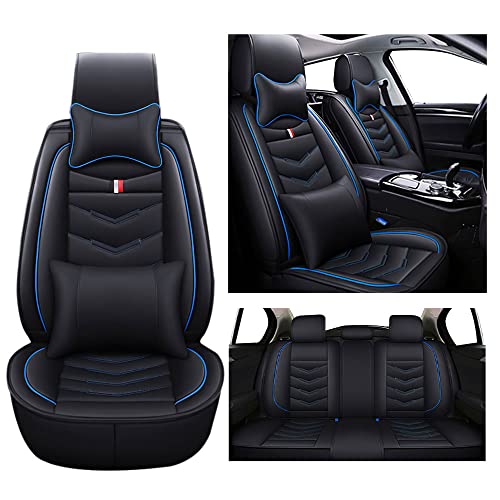 Axflong Car Seat Cover for Chevrolet Trax 2015-2022, Durable Wear Resistant Waterproof Vehicle Cushion Cover, Breathable No Odor Premium Leather Vehicle Seat Covers.(Luxury,Black Blue)