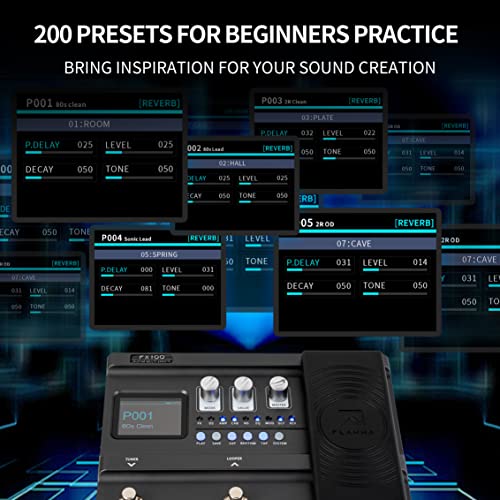 Flamma Fx100 Guitar Pedal Multi-Effects Processor With Looper Amp Modeling 151 Built-In Effects 200 Presets Expression Pedal 3Rd Party Ir Headphone Otg For Performance Practice Live Streaming #TOP5