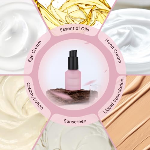 Image of Segbeauty 0.5oz Frosted Glass Lotion Bottle Empty, 3pcs Travel Lotion Container, 15ml Refillable Glass Travel Bottles for Toiletries, Hair Oil Bottles, Mini Size Skincare Cream Pump Bottle Mixed Color