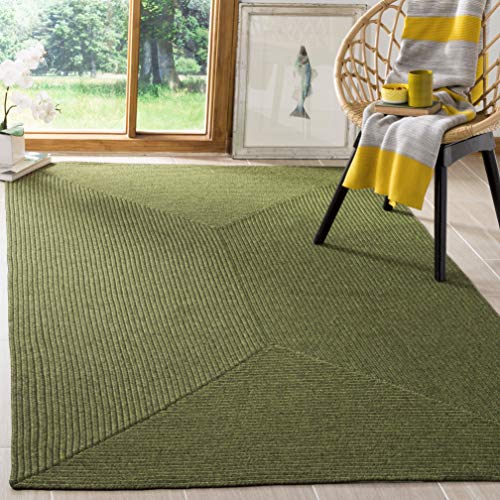 Image of SAFAVIEH Washable Rug Outdoor Braided Collection - 6' x 9', Green, Handmade & Reversible, Non-Shedding & Easy to Clean, Ideal for Patio, Backyard, Mudroom (BRD315A)