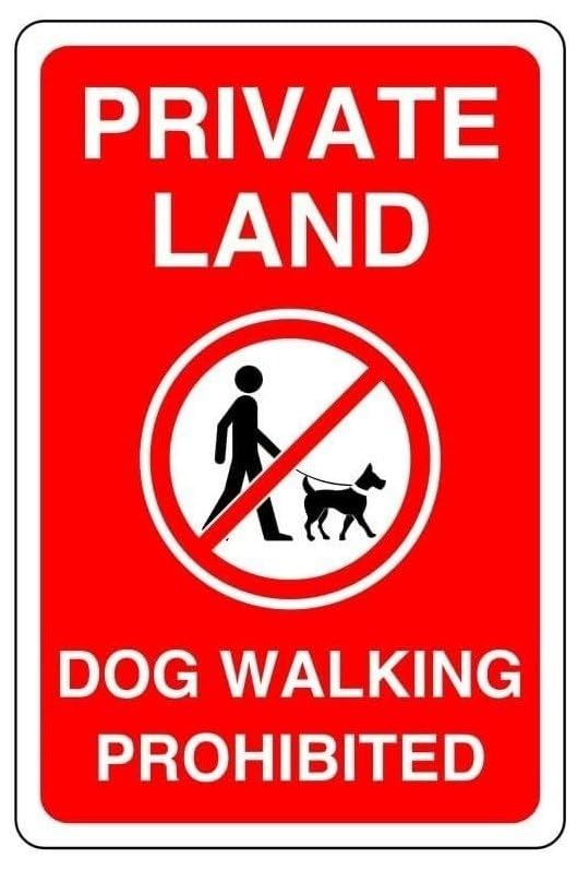 Private land dog walking prohibited - 3mm Aluminium Dibond high-visibility and durability for indoor/outdoor usage (200mm x 150mm) Ensures Safety Within 5m Viewing Distance.
