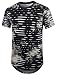 Moomphya Mens Hip Hop Tie-Dyed Ripped Hole Stripe Hipster Curve Hem Short Sleeve T Shirt Black Medium