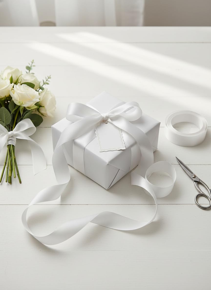 Finesse Satin Ribbon Decoration, Gift Wrapping, Multi-Purpose Use (White, Size : 2 Inch, Packing : 22 Mtrs) 2