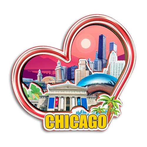 Quwsne 冷蔵庫マグネット シカゴ イリノイ アメリカ 冷蔵庫マグネット シティ 旅行 お土産 ツーリスト ギフト 3D クラシック ランドマーク ハンドメイド クラフト ホームデコレーション -4194のサムネイル