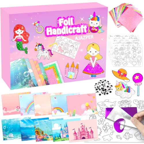 AJAZPER Kunst & Bastelaktivität, Folienspaß für Kinder, DIY Kreatives Aktivität Reisespielzeug, Bastelsets… – Ansicht 1