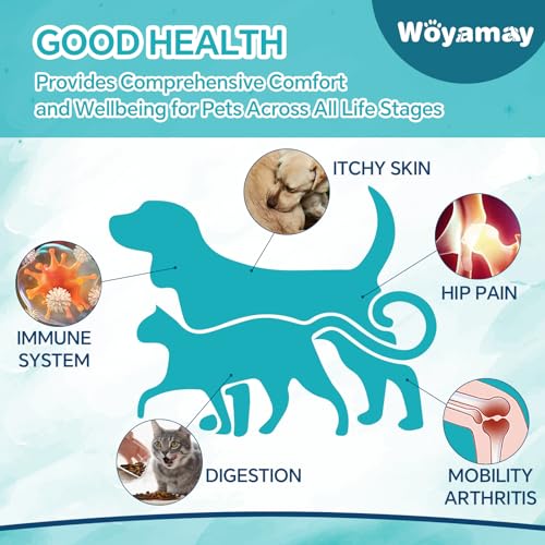Woyamay Hemp Oil for Dogs and Cats - Rich in Omega 3, 6, 9 and Organic Extract Helps Pets with Аnxiеty, Barking, Pаin, Strеss, Slееp, Аrthritis, Sеizures Rеlief, Pets Calming Treat (4 Pack)