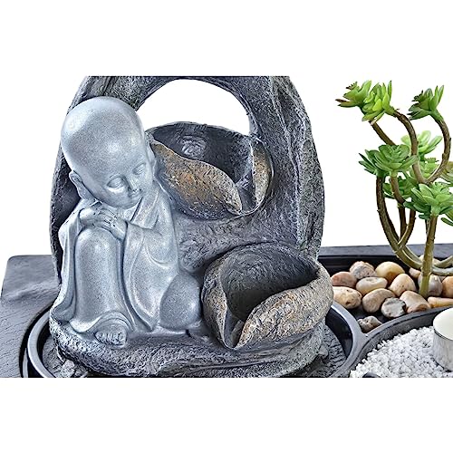 DKD Home Decor Gartenbrunnen aus Kunstharz, Weiß, Schwarz, Grün und Grau, 29 x 21 x 22 cm, 2 Stück