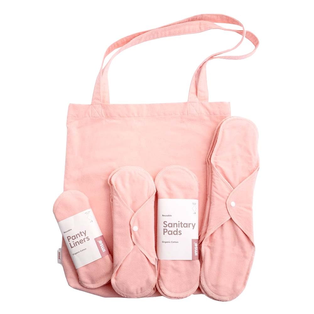 IMSEVIMSE Start Kit, Damenbinden, Bio-Baumwolle, Pink Sprinkle, 13-teilig