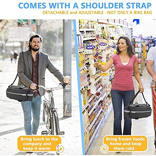 MATTISAM Bike Rack Bag (8L), Insulated Bike Cooler Bag with Shoulder Strap and Reflective Strap, Water-Resistant Bike Trunk Bag, Bike Panniers Bag, Bike Basket, Bicycle Rear Seat Cargo Luggage Bag