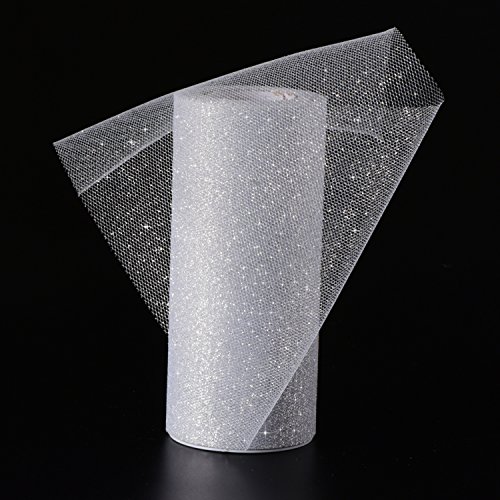 Sparkling Tulle Ribbon Roll Glitter Tulle Spool, 6 Inches By 25 Yards For Christmas Wedding Gift Wrapping Tutu Skirt, Party Decoration #TOP1