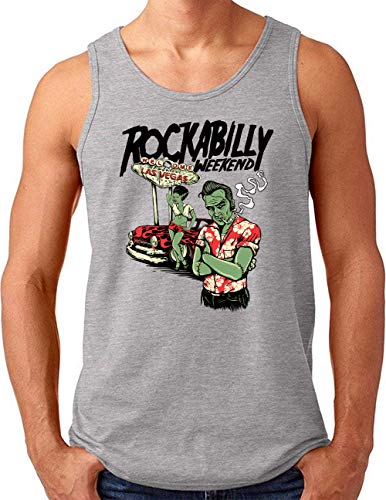 Débardeur rock and roll homme gris coupe ample été sans manches taille 4XL OM3