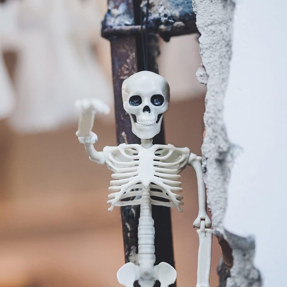 Mini szkielet, 40 cm, zestaw 5 szt., dekoracja na Halloween, akcesoria do nawiedzonego domu, straszne akcesoria na Halloween