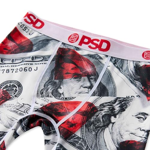 Image of PSD Boys Underwear - Red Cash Youth Boxer Briefs with Fun Print Designs - Comfortable Boxers for Boys, X-Large