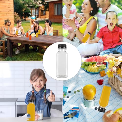 250ml Shot Flaschen zum Befüllen, 10 Stk Leere Plastikflaschen zum Befüllen, Wiederverwendbare Kunststoff Smoothie Saftflaschen zum Befüllen Transparent für Kühlschrank Juicer Shots Wasser Milch