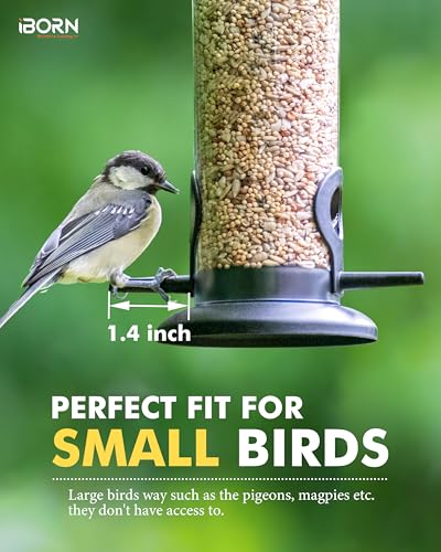 iBorn Metall-Vogelfutterhaus zum Aufhängen für Wildvogelfutter, Vogelfutterspender,geeignet für Mischfutter, Niger-Saat,Sonnenblumenkerne, robuste Ganzmetall-Ausführung,20cm(8 Zoll),Schwarz – Bild 6