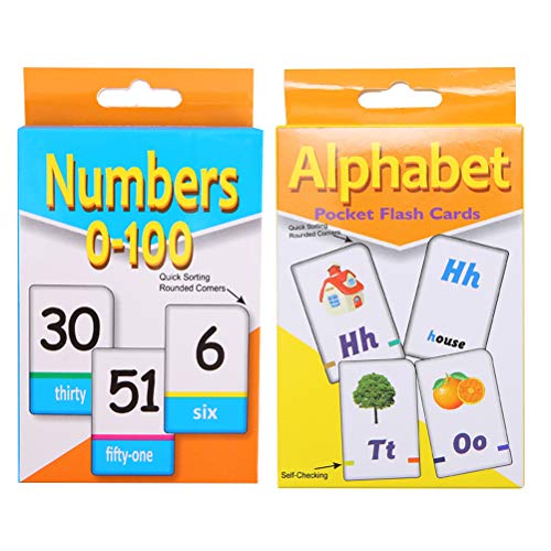 YeahiBaby 2 Sets Of Educational Flash Cards Alphabet And Number Flash Cards For Toddler Kids Children Early Learning