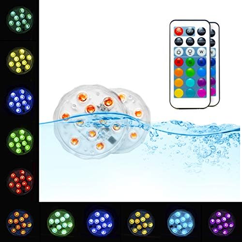 Pool Lights Submersible LED Lights - EFX Led Lights Waterproof Underwater Floating Pool Lights for Swimming Pool, Hot Tub, Pond, Fountain, Waterfall, Aquarium, Spa, Party, Vase Base, Christmas, 2pack