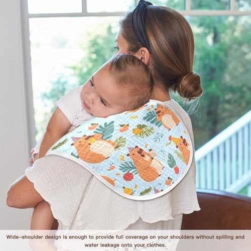 Capybara and Plants Baby Burp Cloths, Cotton Soft Absorbent Burp Cloth, Baby Bib Cloths Spit Up Rags for Newborn Boys Girls, 1 Pack, 22”x11” 7