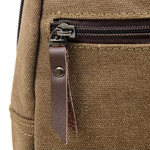 OSALADI Mochila de lona casual para esportes ao ar livre, bolsa de ombro transversal no peito, Café,