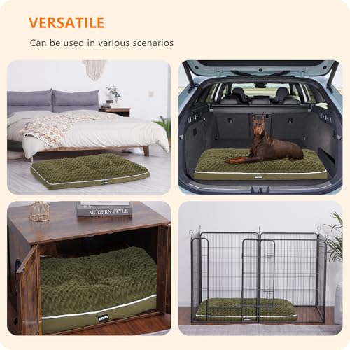 HMTOPE Orthopädisches Hundebett, Hundematte im Doppelstock-Design, Waschbar Hundekissen, Abnehmbar Hundekorb, 120 cm für Große Hunde, Olivgrün