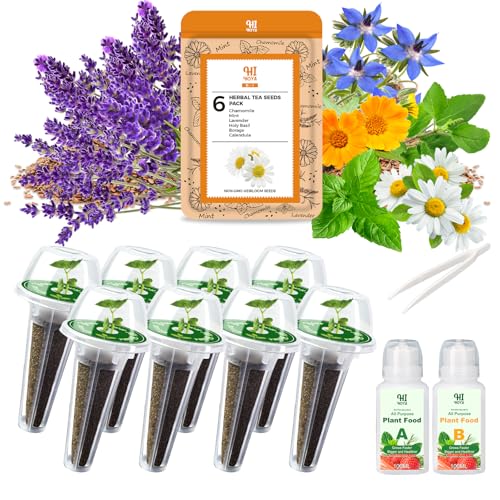 Lavender Seed Pod Kit 8 Pod Kit (Include Seed Lavender/Chamomile/Holy Basil/Borage/Calendula/Mint) Fresh Tea Seed Pod Kit Compatible with Hydroponics