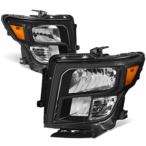 Auto Dynasty Headlights Assembly Compatible with 2016-2024 Nissan Titan (XD), Driver and Passenger Side Halogen Headlamps Replacement, NI2503250 NI2502250, Black Housing Amber Corner