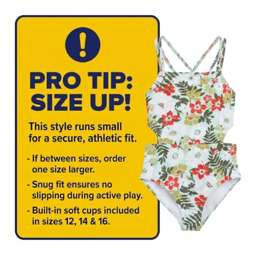 Image of Kanu Surf Girls' Beach Girl Sport Cut-Out One Piece Swimsuit