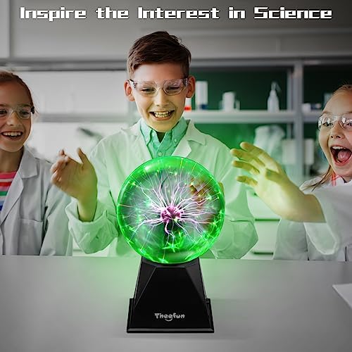 Theefun Green Plasma Ball: 6 Inch Plasma Globe Touch & Sound Sensitive Plasma Ball Lamp Electric Ball Lightning Toys for Kids, Parties, Home, Prop, Decoration, Christmas Gifts 6 51cM91KmtTL. AC