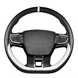 R-timer Lenkradbezug für BMW M5 F10 2011-2017, Leder Lenkradhülle rutschfest Sportlich Lenkradschoner Atmungsaktiv Lenkradschutz Komfortabel,White-D-Shaped