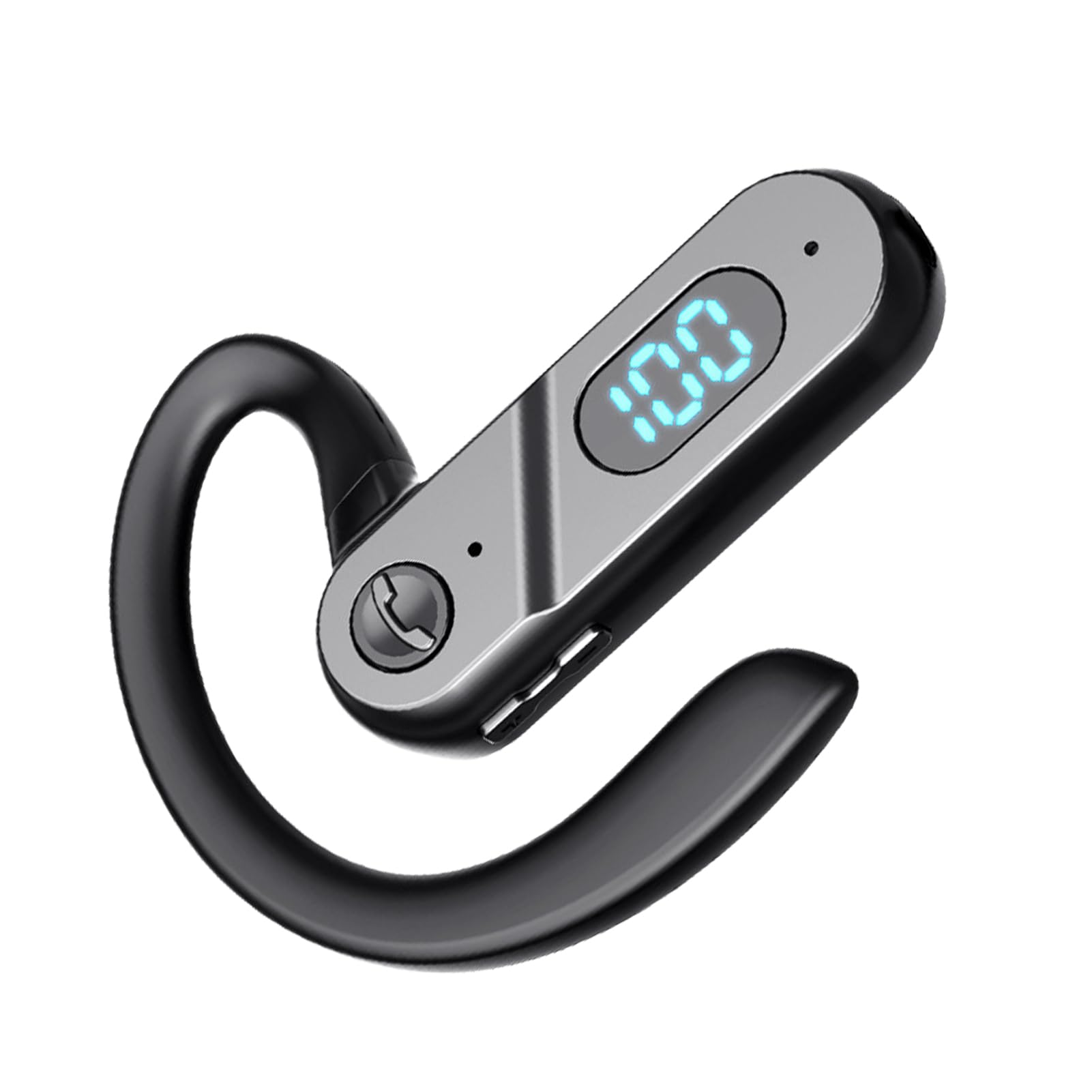 Bluetooth 5.1 Open-Ear Wireless Headphone Handsfree Earphone Noise Cancellation Sweatproof with Microphone and LED Display for iPhone and Android Smartphones