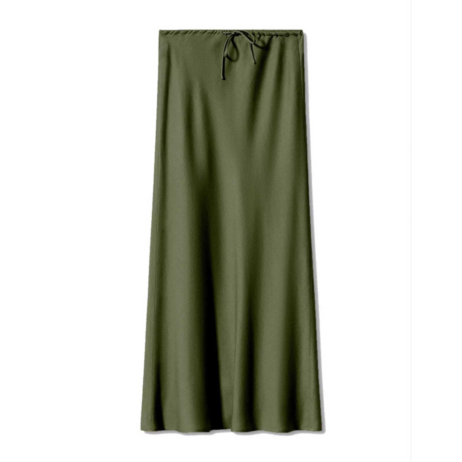 Femme Long Skirt High Waisted Drawstring Solid Color Skirt Ballerine Girl
