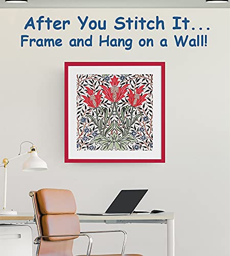 Orenco Originals William Morris Red Tulip 14 Count -Counted Cross Stitch Patterns