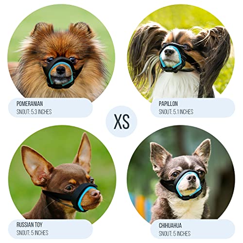 Image of Gentle Muzzle Guard for Dogs - Prevents Biting and Unwanted Chewing Safely Secure Comfort Fit - Soft Neoprene Padding - No More Chafing - Training Guide Helps Build Bonds with Pet (XS, Blue)