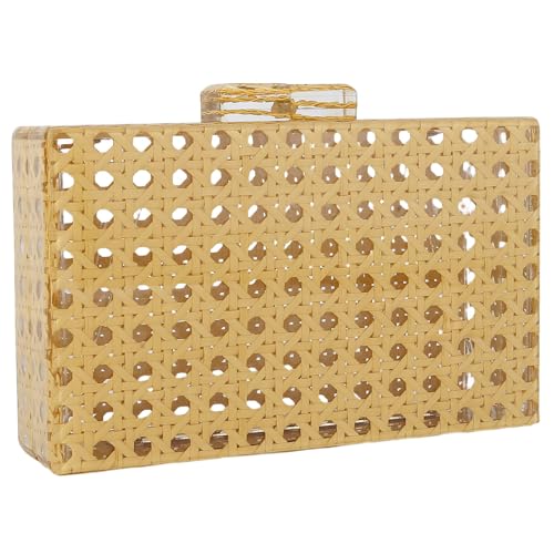 Gets Bolsas de mão de acrílico para mulheres em tecido de vime bolsas de mão de acrílico para noite bolsa clutch caixa quadrada para festa de formatura, Damasco