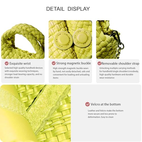Image of Woven Tote Bag for Women with Coin Purse, Foldable Chain Small Crossbody Handbags, Fashion Shoulder Bag, Hobo Satchel
