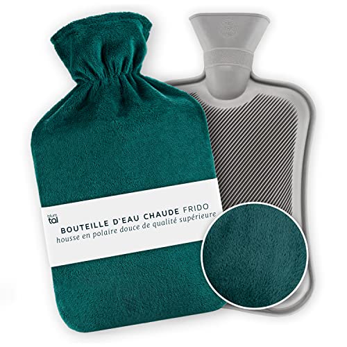 Blumtal Bouillotte Eau Chaude Douce 1,5L – Bouillotte Peluche Bleue pour Règles Douloureuses, Cervicales, Dos – Housse Douce