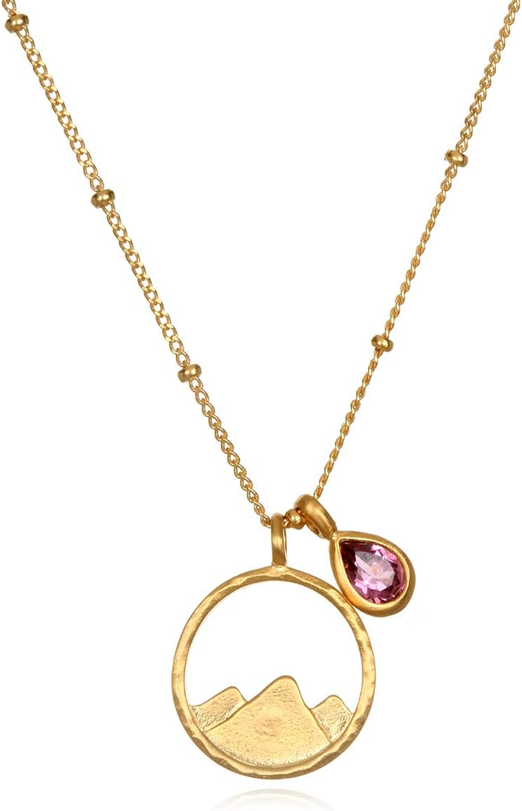 Satya Jewelry Women's Rhodolite Gold Mountain Pendant Necklace 18-Inch, Red, One Size