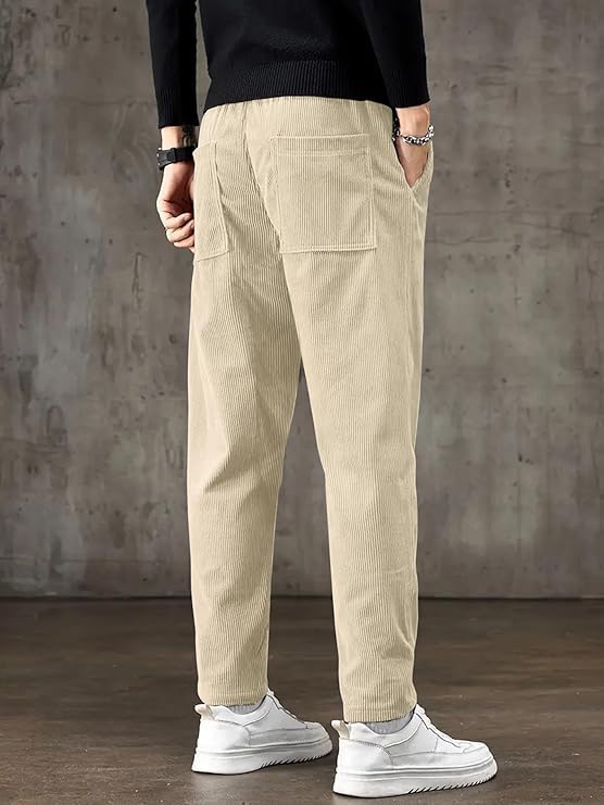 Image of NoseQueen Men's Corduroy Relaxed Fit Stretchable & Comfortable Sweatpant Trousers Pant