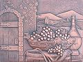 SINDA Handmade Copper Backsplash for Kitchen, Wine Fruit Bowl Copper Tile Mural Kitchen Backsplash, Copper Wall Art for Fireplace, Indoor Wall Deco, 30"x30", SK0013030S (Standard Shipping)