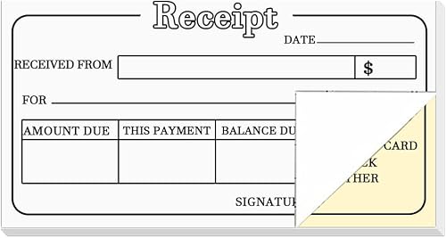 Libro de recibos de dinero y alquiler, libro de recibos de copia sin carbono de 3 x 7 pulgadas para suministros comerciales boutique, paquete de 5