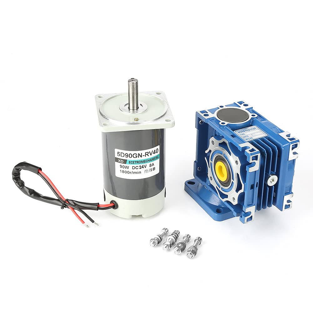 Motor de Engranaje Helicoidal de Alto par DC24V 90W 5D90GN-RV40, Motor de Reducción de Velocidad DC Autoblocante Reversible (Relación de reducción del reductor de RV 30K)