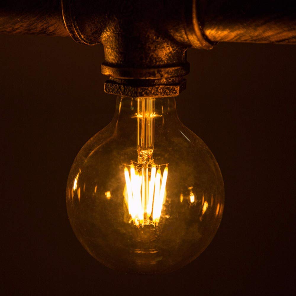 1fortunate lights, Paquete de 10, bombilla de filamento Led AC220V E27 4W/8W G125 luz amarilla cálida lámpara regulable Vintage bombilla redonda Edison(4W E27 220V)