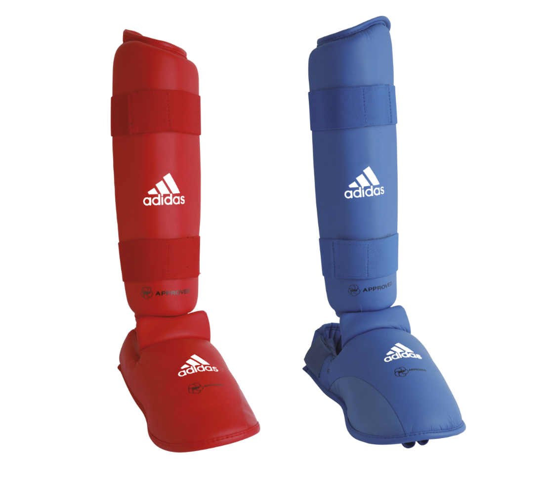 Adidas Karate - Protezioni per stinco e protezione per piedi, 2 pezzi, colore: Blu