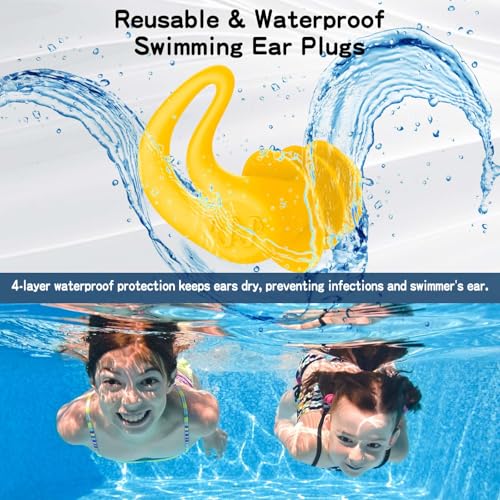 Tapones oidos natación niños - 4 pares de tapones para los oídos de silicona reutilizables impermeables para nadar, surfear, esnórquel y otros deportes acuáticos - imagen 3