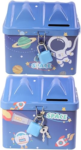 VICASKY Caja de 2 unidades de alcancía para ahorrar monedas, contenedores de almacenamiento de estaño para niños, Alcancias, Tarro de almacenamiento