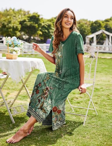 Ekouaer Women's Full Length Short Sleeve Nightgown4