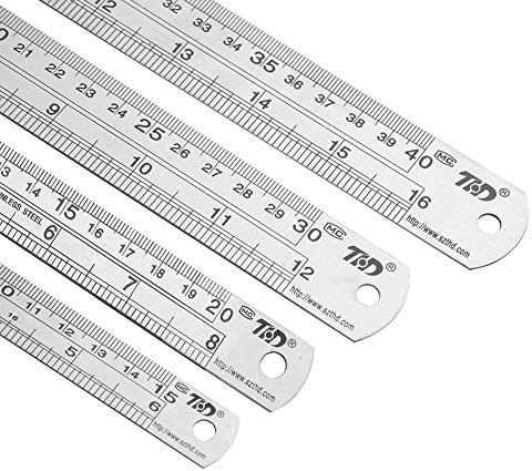 Classic Ruler 12 Inch Stainless Steel Ruler Straight Edge Metal Rulers for Measuring Tool 6 Pack Set