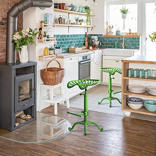Topower Industrial Bar Rustic Stool Design Metal Adjustable Height Saddle Tractor Bar Stool Green #TOP6