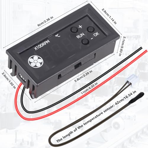 Image of Fan Temperature Controller, ICSTATION DC 12V PWM 4-Wire Fan Speed Controller Module with Temperature Probe Digital Display Temperature Controlled Governor for 3A Fan PC